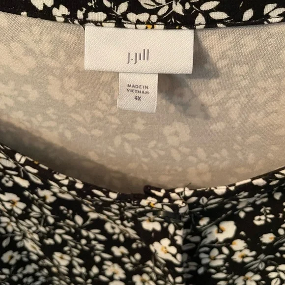 Women’s J. Jill Dress Black and White Floral Button Down Plus Size 4X - Picture 2 of 9